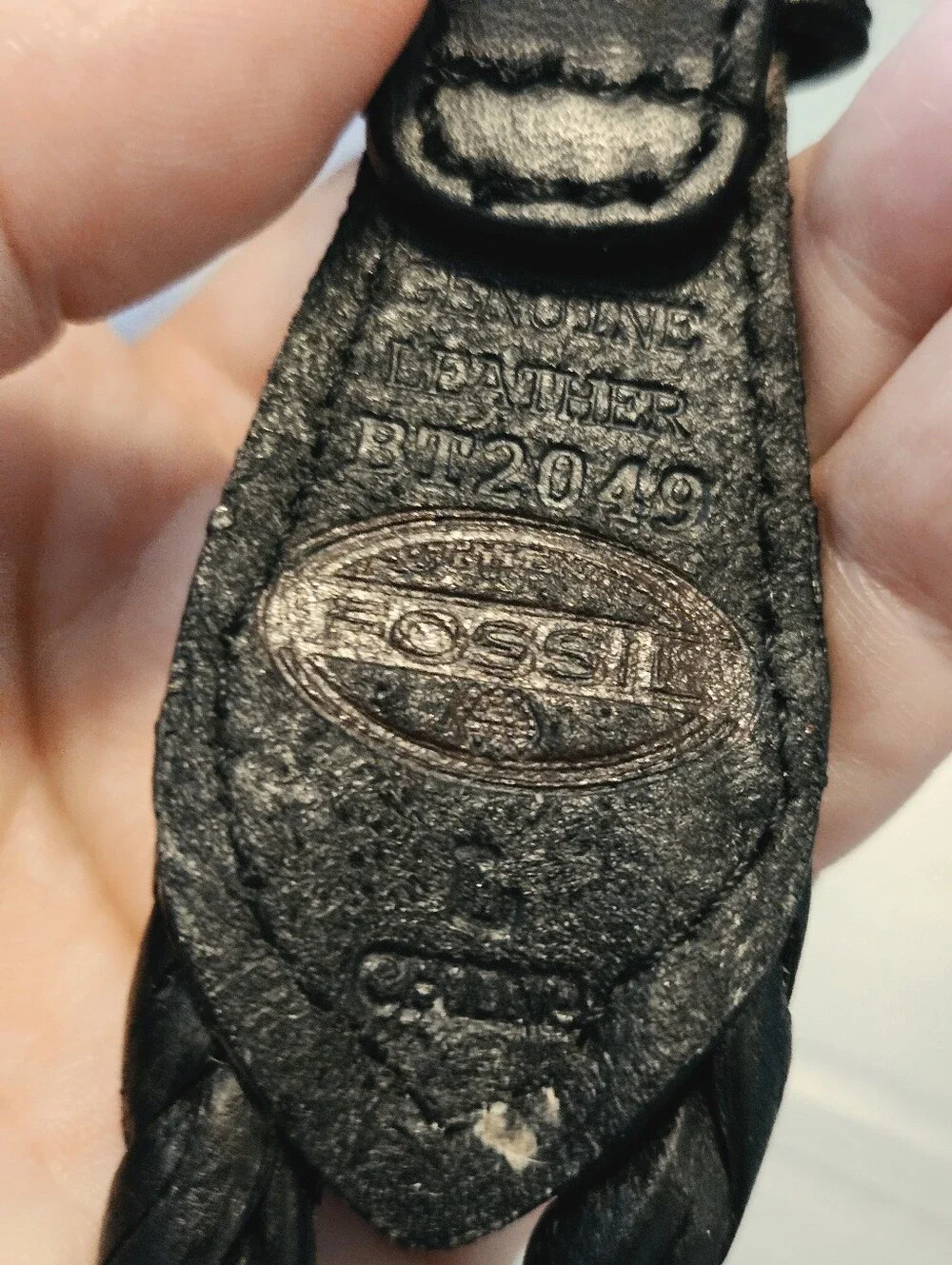 Vintage Fossil Black Leather Belt Braided Double Strand Western Concho Medium M